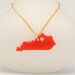 Kentucky Bamboo or Acrylic State Love Necklace with Heart - Laser Cut Jewelry