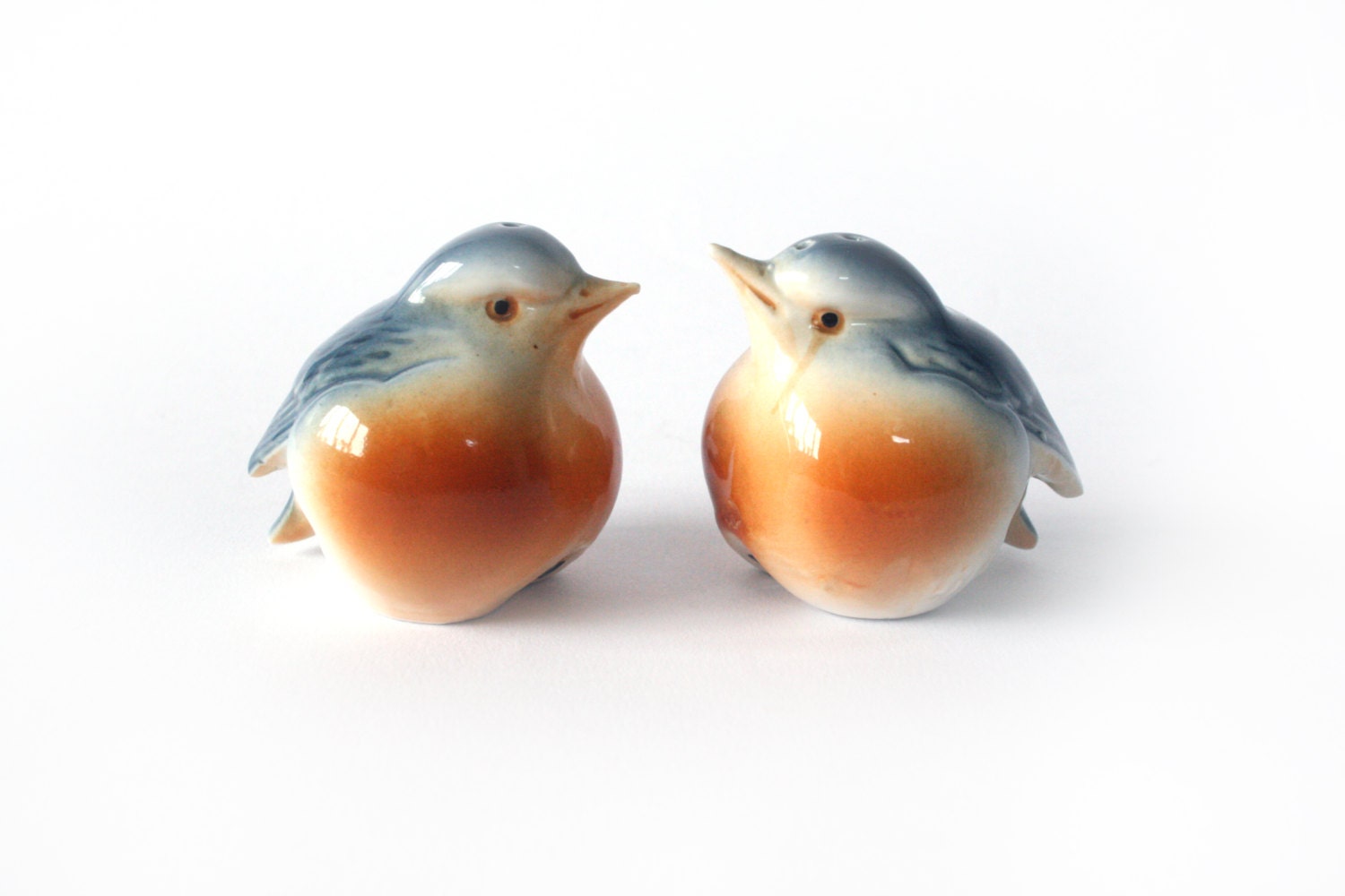 Vintage Blue Bird Ceramic Salt and Pepper Shakers 1950s