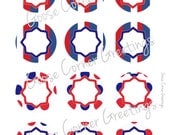DIY Instant Download Cupcake Toppers-Stickers Stars and Stripes-2" round- Red White and Blue-BBQ-4th of July- Birthday-Party