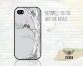 Sweet iPhone Case - Pink and Gray Love Birds iPhone 4 Case, iPhone 4s Case, Cases for iPhone 5, iPhone Cover (0180)