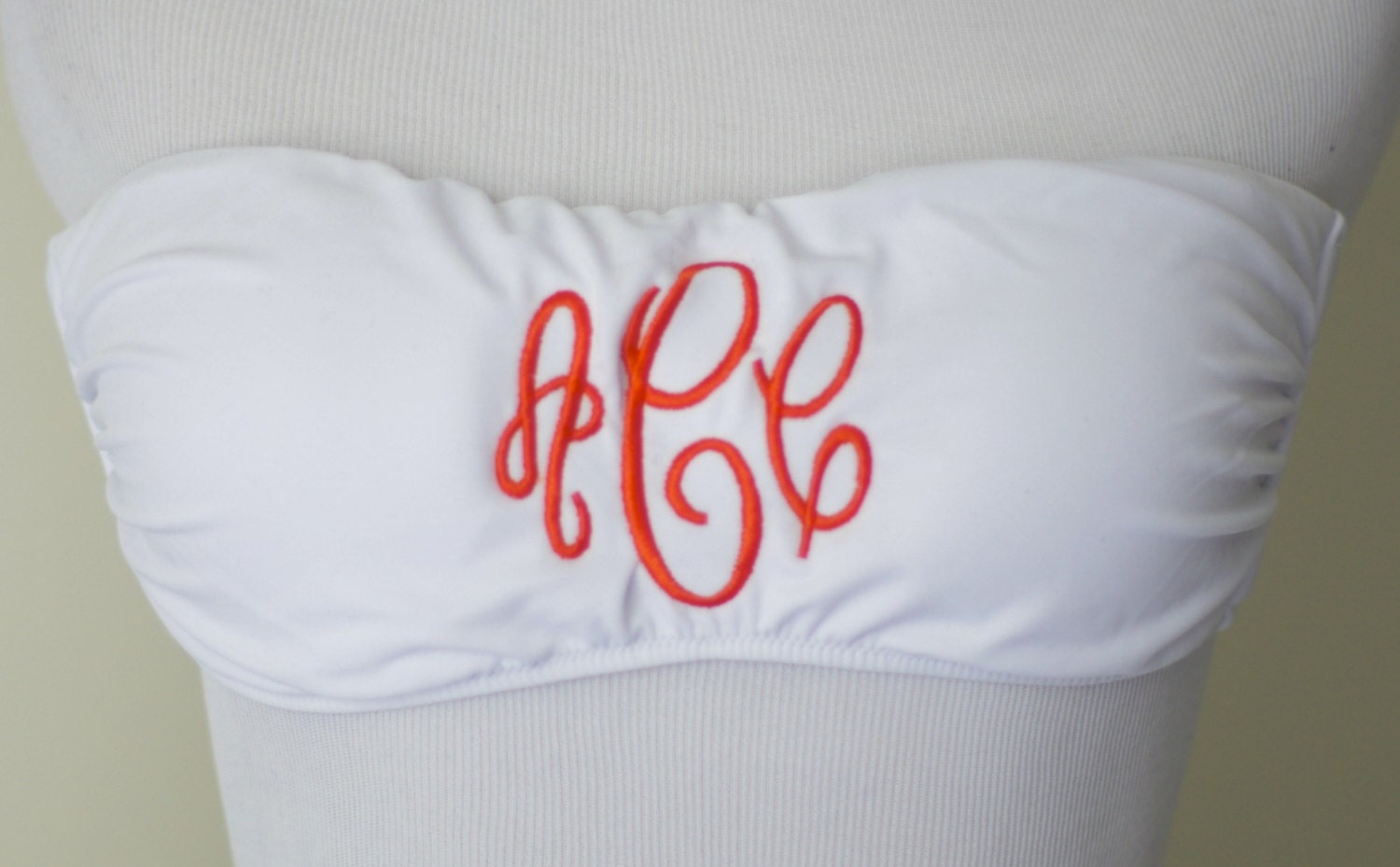 Monogrammed Bandeau Bikini Bathing Suit Top Designer