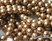 75PCS  Vintage Preciosa Czech Crystal Core 8mm, Gold brown pearl, Lound, jewelry making, Necklace, Bracelet