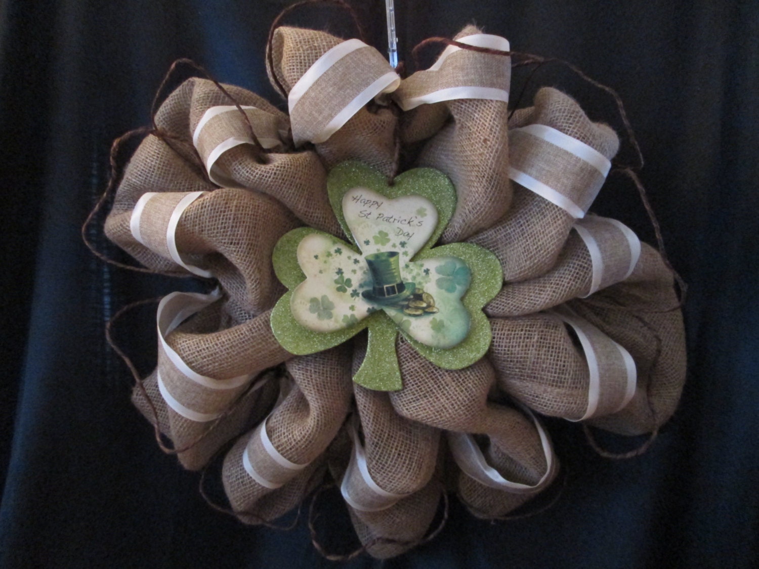 St.Pats day wreath,door decor,burlap wreath,glitter wreath,natural wreath,holiday wreath,st. Patricks day