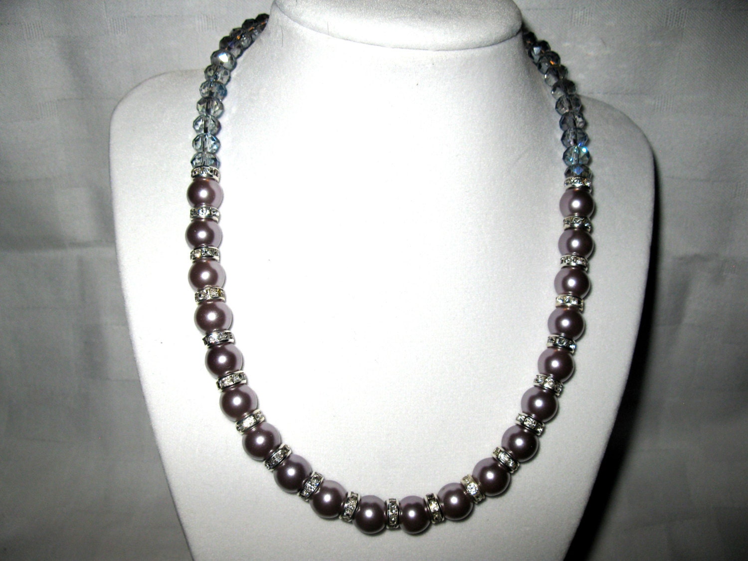 Beautiful Rose  Swarovski pearl and crystal rondelle necklace