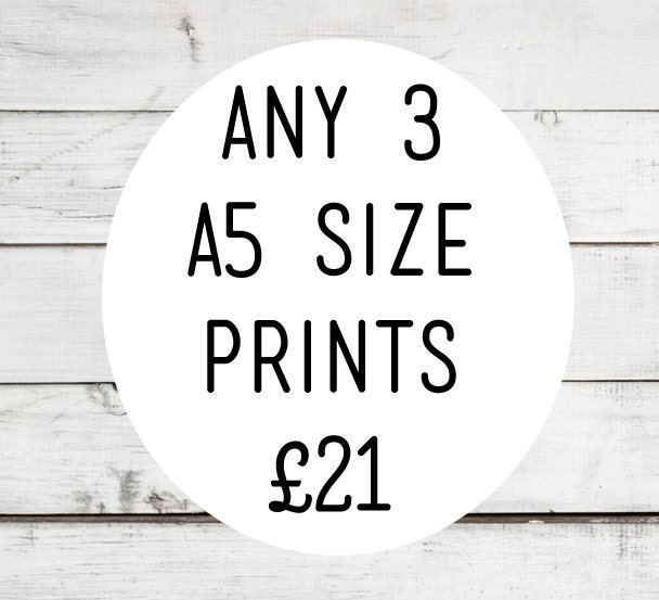 Choose ANY 3 A5 Prints - Money saving offer - Modern Retro discount sale Fine Art Print