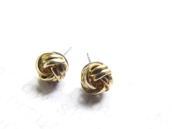 Gold Love Knot Earrings, Small Gold Stud Earrings