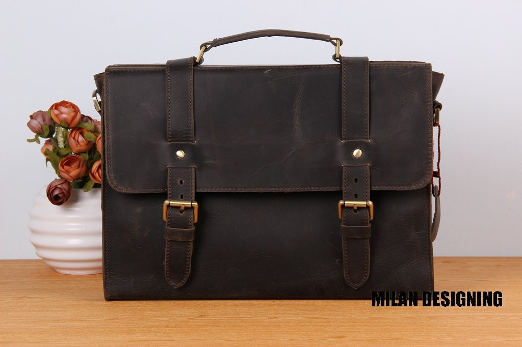 Leather Tote / Birefcase / Shoulder Bag / Messenger / Satchel / Leather Bag / IPAD Bag / Laptop Bag / Crossbody Bag in Dark Brown