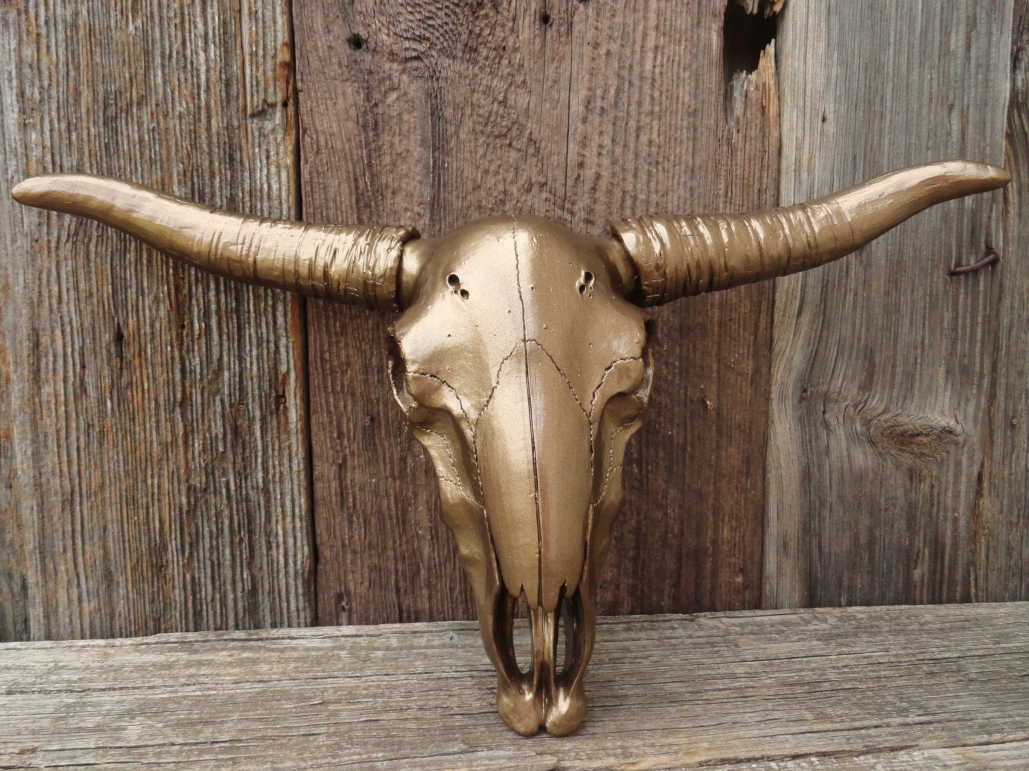 Longhorn Wall Mount/ Steer Skull/ Cow Skull/ Faux Taxidermy/ Bronze/ Wall Decor/ Ready to Ship