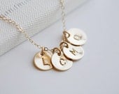 Four initials Gold Fill Necklace,Monogram Necklace,Simple daily Jewelry,Family,Couple,Sisterhood,Best Friends Necklace,Mother's Jewelry