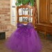 Handcrafted chair tutus for your party table, perfect for birthday party, baby shower, wedding table or bridal shower.