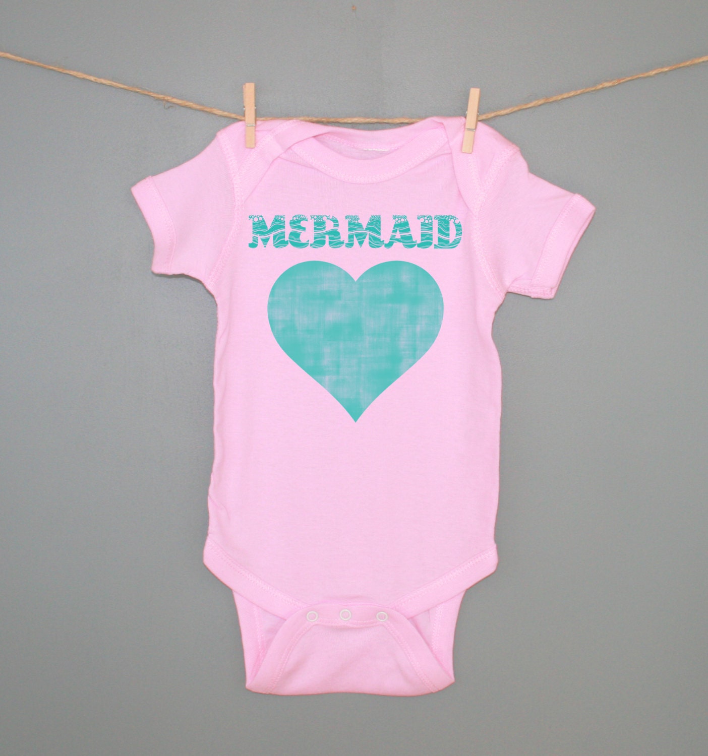 Pink Mermaid Baby Onesie, Baby Girl Mermaid Onesie, Baby One Piece Romper Bodysuit, Baby Clothes, Great Baby Gift or First Birthday