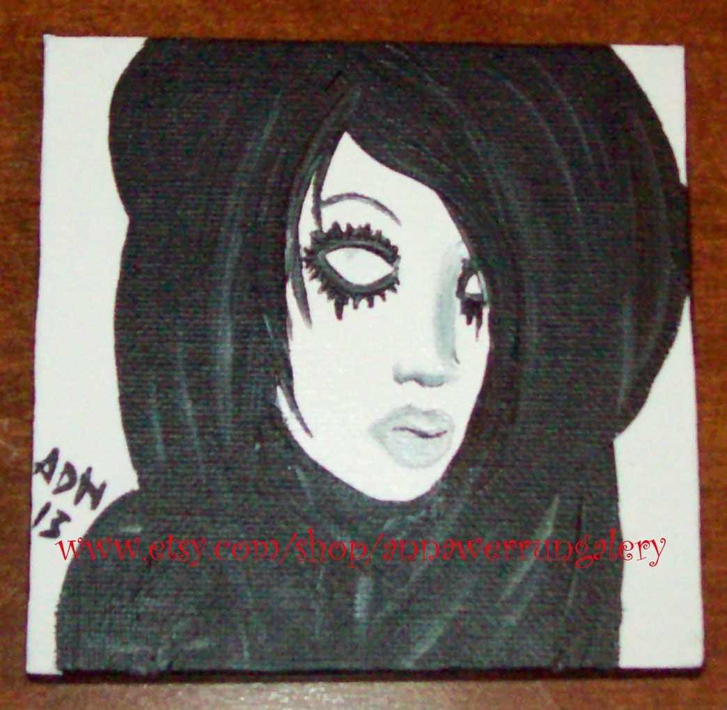 Begrudged Painting Goth Painting "Begrudged" Acrylic Painting 4 x 4 inch Anna Werrun