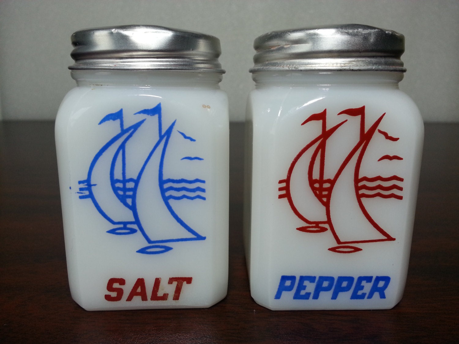Vintage Hazel Atlas Sailboat Salt and Pepper Shaker Set
