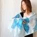 Hand painted silk scarf, hand dyed silk shawl, hand painted scarf, long scarf, women scarf, blue butterfly art scarf, silk accessories gift