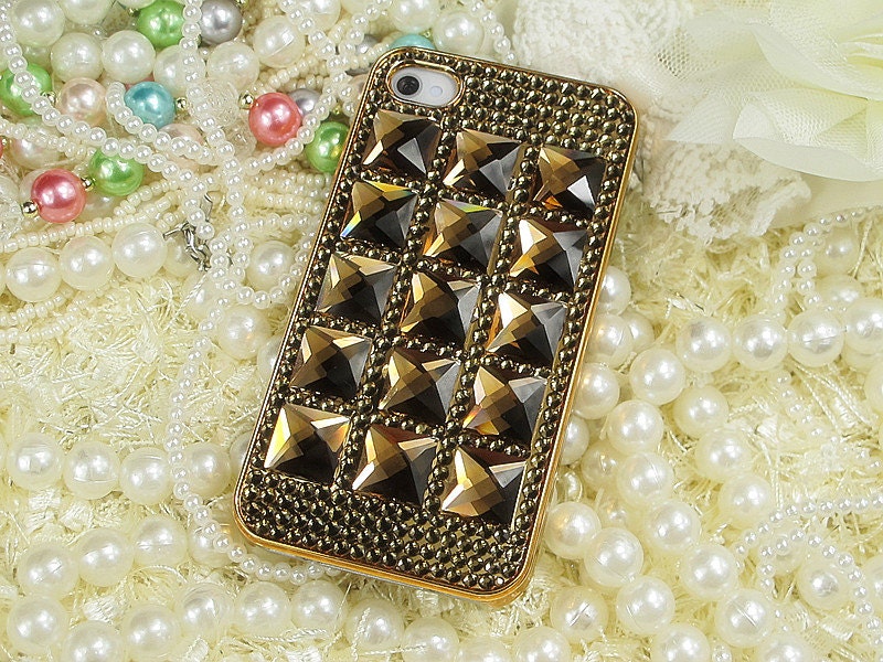 Handmade Custom Luxury Gold Swarovski Crystal Rhinestone Bling iPhone Case // iPhone 5 Case // Unique Cute iPhone 4s Case
