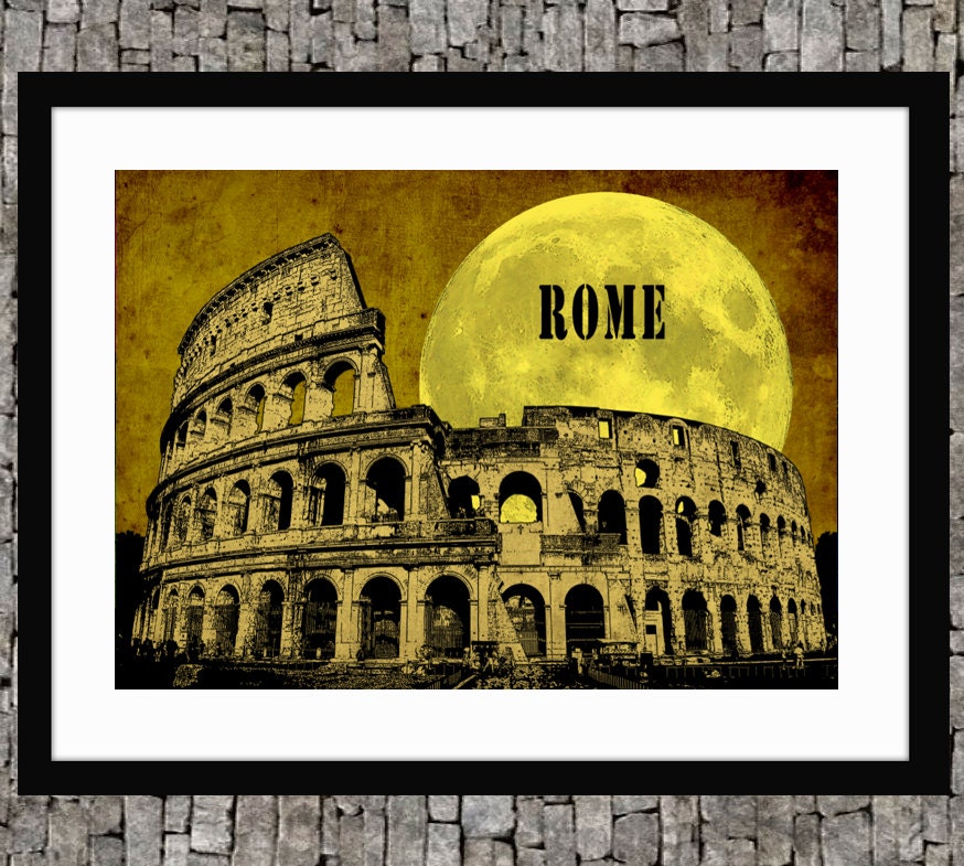 Rome italy Pop Art - Retro minimalist digital art poster print 11"x17"- Vintage italian illustration travel print poster.