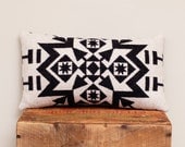 Geometric Wool Pillow // White & Black / Grey Back / Snowflake