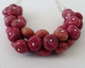 statement red necklace beadwork bridsmads necklace rose necklace handmade  jewelry by Lavish Gemstone on Etsy