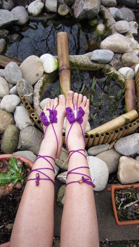 Barefoot sandal/ Butterfly Fairy Purple Feet/Beach-Festival beauty