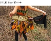 Pixie Fairy Tattered skirt/Upcycled clothing/Spring Festival costume/Wearable arts/ READY TO SHIP