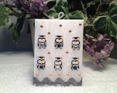 Graduation owl handmade scented candle white black gray