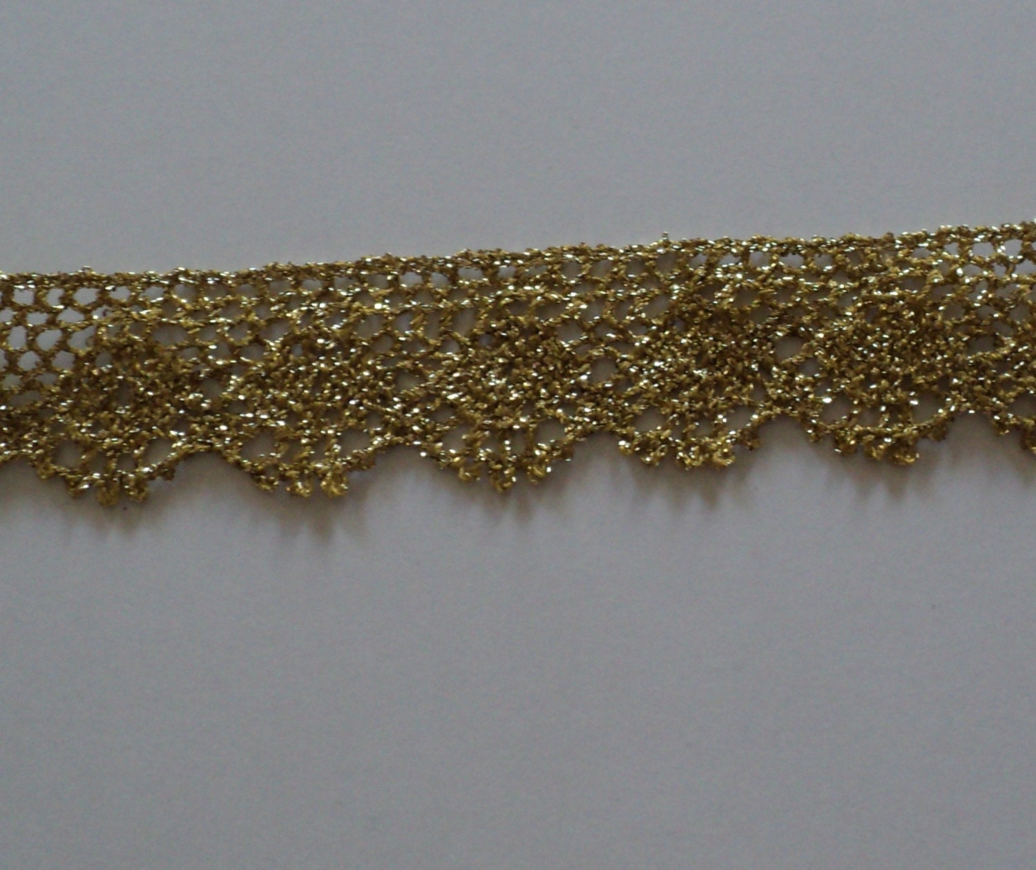 Vintage 1" Wide Gold Embroidered Lace Trim