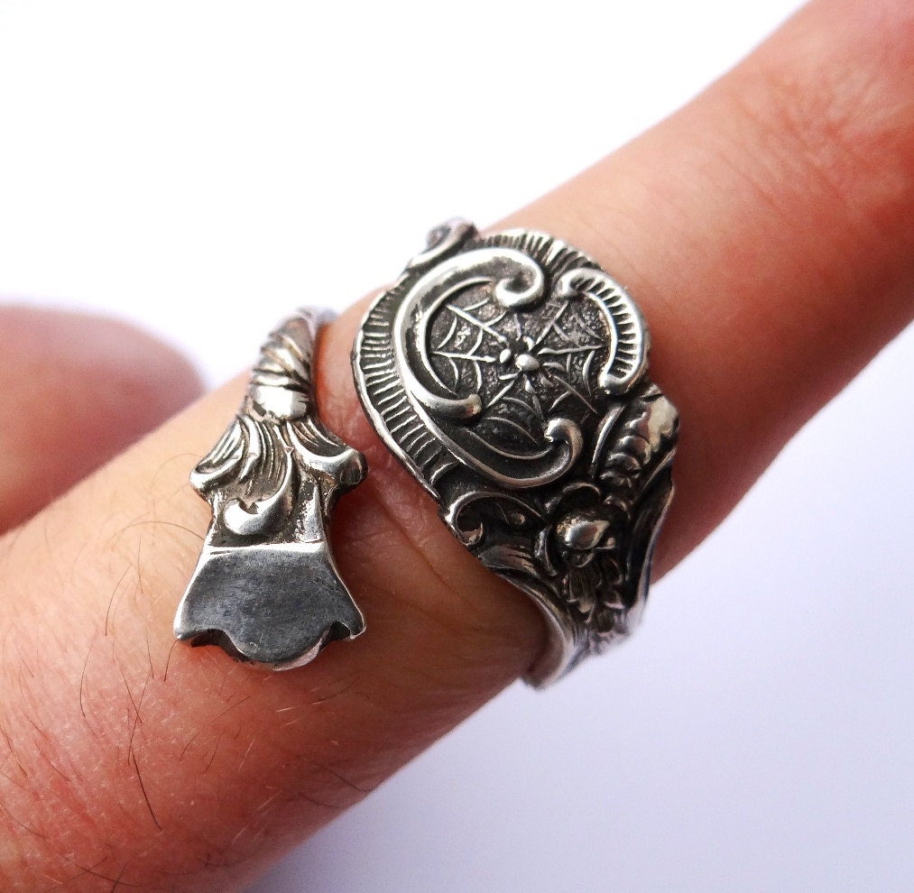 Handmade spider spoon ring .925 sterling silver ring, antique jewelry and vintage jewelry