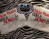Ohio State Girls wear bows & bling Embroidered Shirt or Onesie, Sports Shirt, Football, Girls Shirt