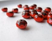 Cherry Picking - 6 x 8mm scarlet red beads (10), red czech beads, rondelle beads, faceted rondelle beads, picasso beads, red rondelle beads