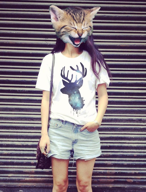 Unisex T-shirt, print with deer and galaxy
