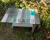 Serene Village - Weathered Look Table Made of Reclaimed Wood, Beach Cottage, Lodge, Cabin, Aqua, Rustic, Distressed