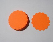 25 Cosmic Orange Scalloped 2 inch Circle Tag Journal  Punches Punch Outs Die Cuts  embellishments