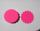 25 Fireball Fuchsia Scalloped 2 inch Circle Tag Journal  Punches Punch Outs Die Cuts  embellishments