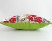 2 Pillow Covers, Throw Pillows Set 18x18 inch, Linen Pillow Cover, Cushion Cover, Green, Flower, Decorative Throw Pillows