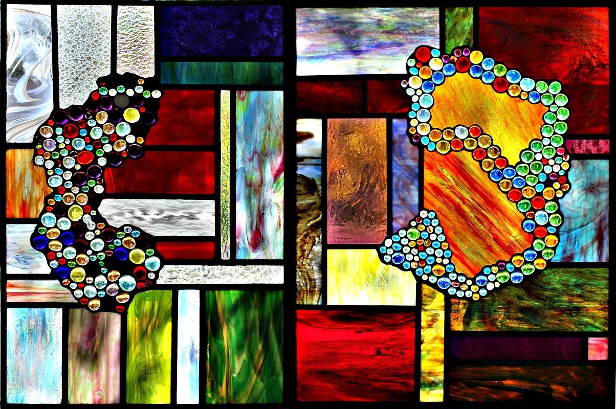 Abstract with Gems in Stained Glass - 2 Limited Edition Prints