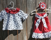 Baby Girl Ruffle Pant Outfit Dalmatian Red Black White Size 6 months