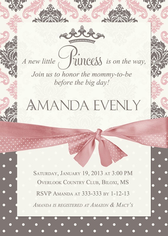 Damask Princess Baby Shower Invitation - Printable Il_570xn