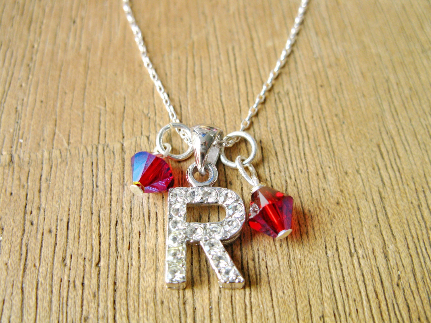 SPRING SALE - Silver initial necklace, Personalized necklace, Rhodium monogram, Minimalist, Birthstone pendant, Bridesmaid,