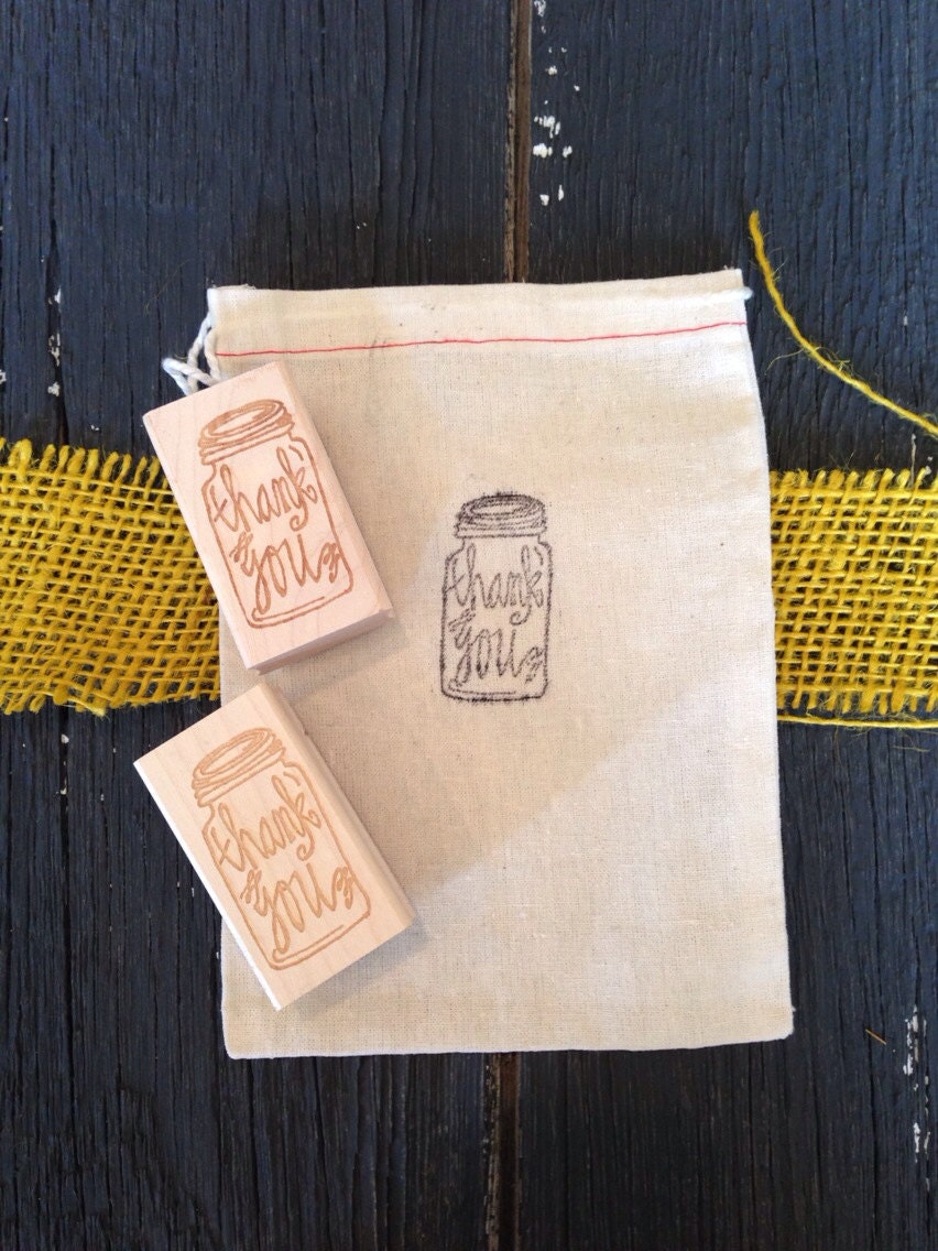mason jar hand-lettered thank you stamp