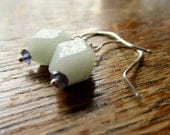 Mint Green Drop Earrings Sterling Silver Pale Green & Sapphire Earrings Blue and Mint Earrings Amazonite Jewelry Sapphire Bridal