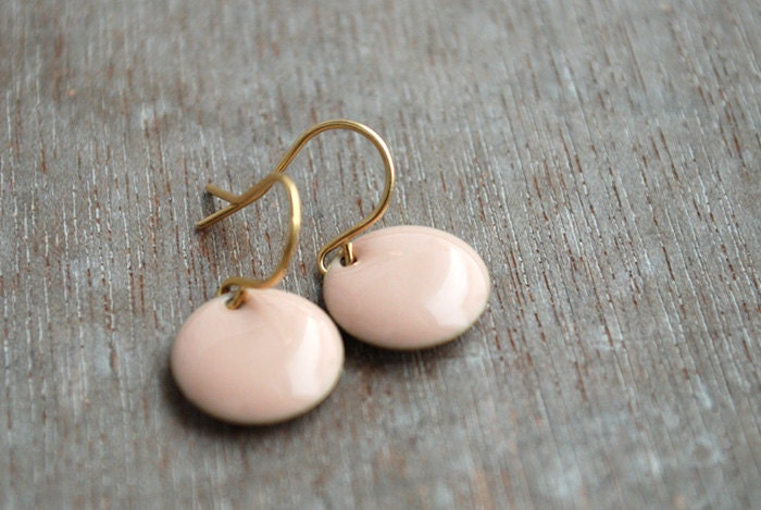 Powder rose enamel earrings