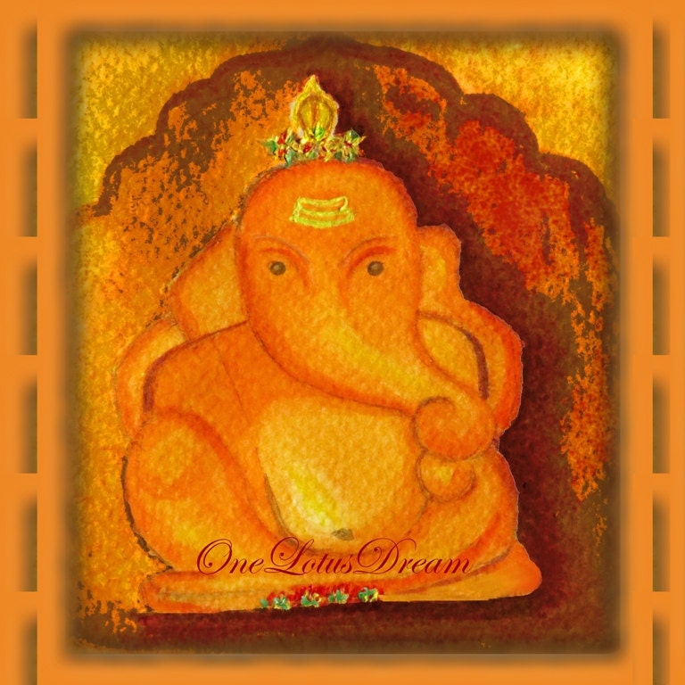 Indian god Ganesha: 'Mayureshwar' one from 'Ashtavinayaka' watercolor art PRINT.Free shipping within USA