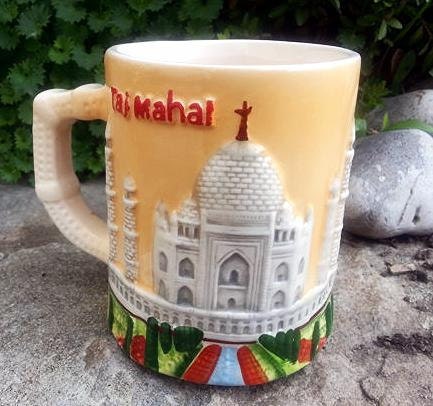 Handcrafted beautiful mug with one of the seven wonders of the world TAJ MAHAL motive,coffee mug,hand painted,gift item,home decor