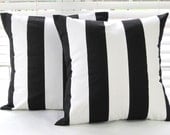 Home Decor Decorative Throw Pillow Cover 20" x 20" Bold Black and White Stripe