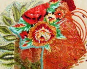 ORANGE BLOSSOM, hand embroidery, mixed media, wall hanging, home decor, OOAK