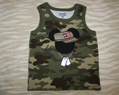 Boys Camo Mickey Military tank shirt with dog tags (size 24 months, and 3T)