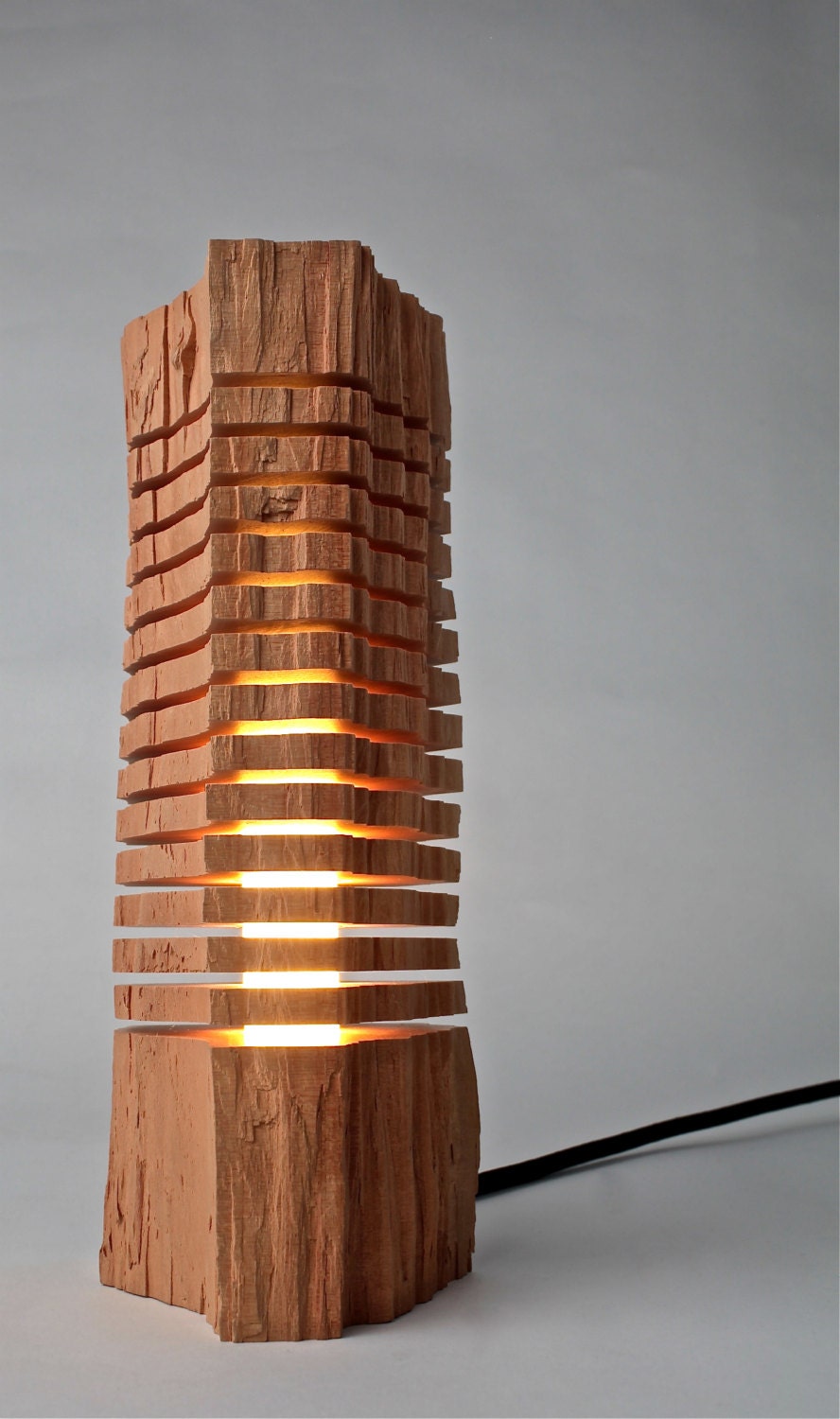 Minimalist Wood Sculpture Fine Art Wood Sculpture on Illuminated Glass Core