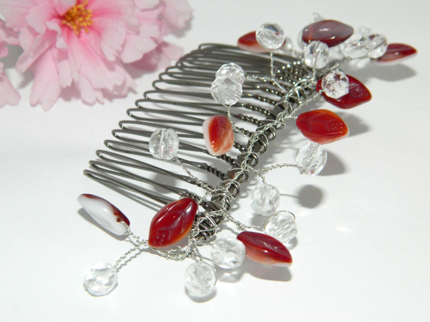 Wedding Hair Comb - Floral Head Piece -  Wedding Hair Accessory - Bridal Accessories barrettes