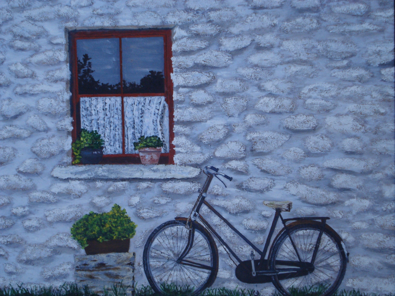 ORIGINAL facade  Abstract  Oil painting  Landscape Painting  canvas Thick Texture  Fine Art  by Lucia Ready to Hang 60 x 90 cm