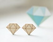 SET of 2pcs - LITTLE wooden diamond shapes, natural wood,  ready to decorate, unpainted, make your own, wooden supplies, jewelry supplies - forCRAFT